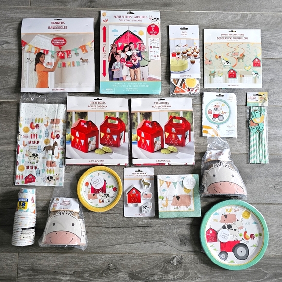 Birthday Party Farm theme bundle NWT